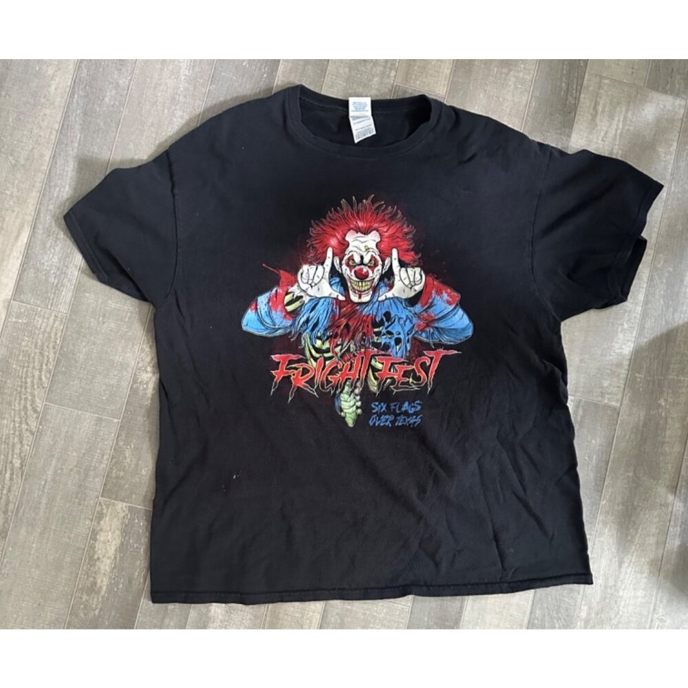 Six Flags Over Texas Fright Fest Clown T-Shirt Delta Pro Weight Adult XL Black - Picture 8 of 8